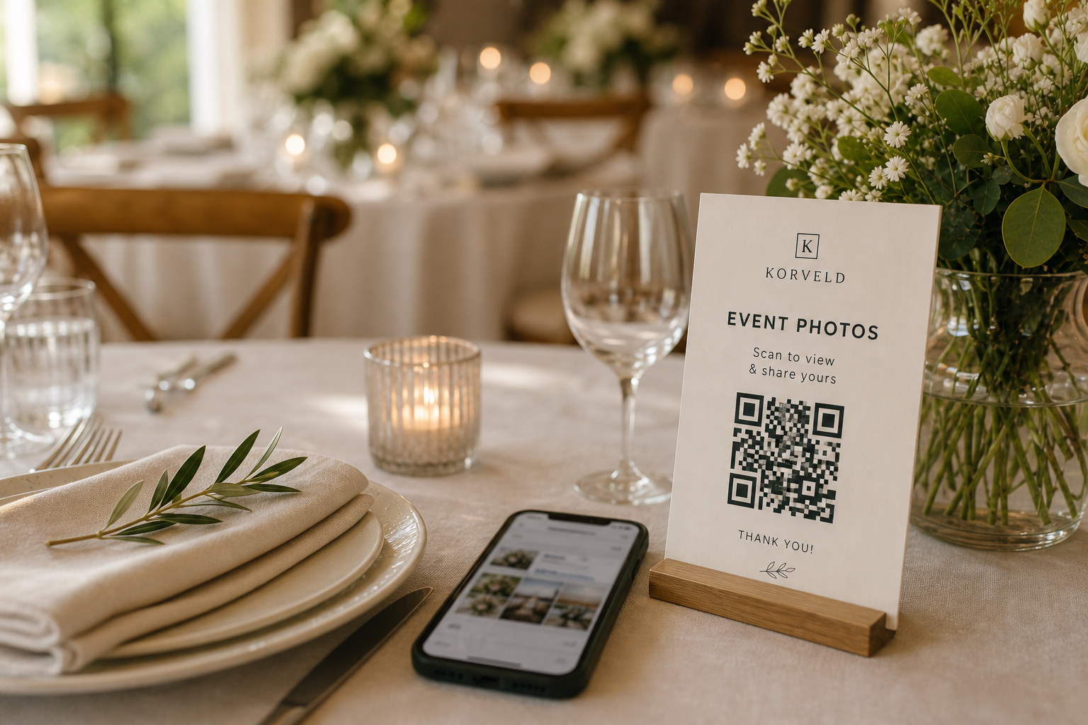Wedding reception table prepared for guests